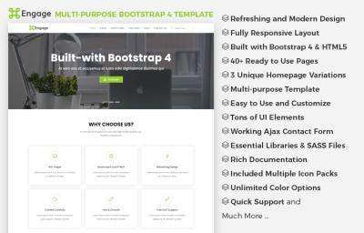 Engage - многоцелевой шаблон Bootstrap 4