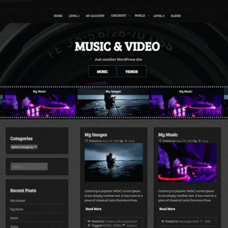 Адаптивный видео шаблон Music and Video для Wordpress