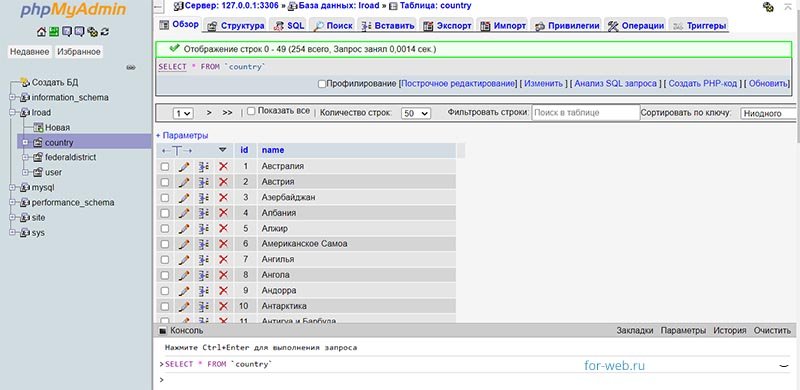 Phpmyadmin  - менеджер управления MySQL и MariaDB