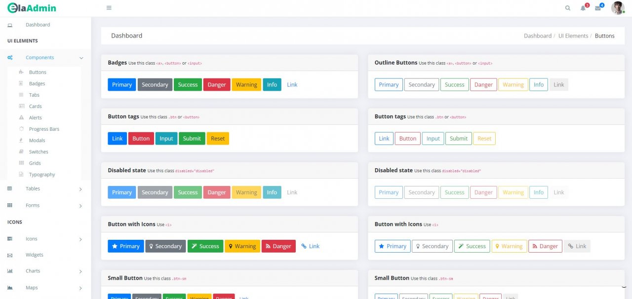 Шаблон панели администратора (админки) ElaAdmin HTML5